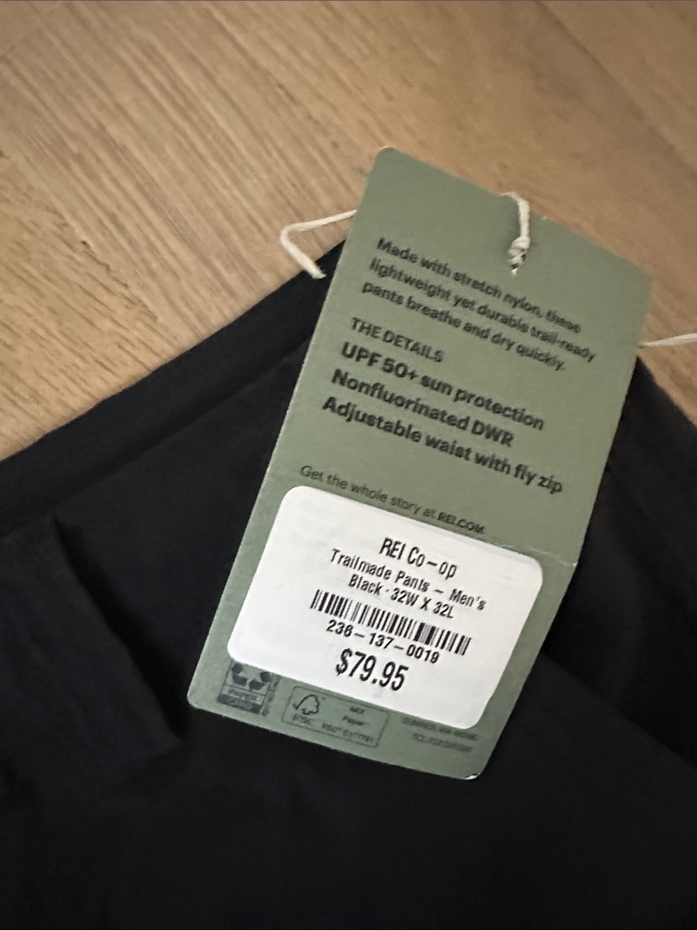 REI Black Men's Cargo Trail Pants - Picture 2 of 3